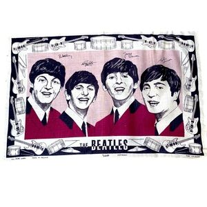EUC Vintage 1960s Beatles Tea Towel Wall Hanging